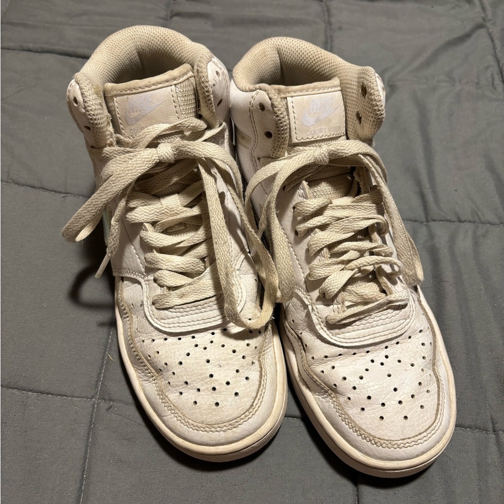 NIKE White Iridescent Court Vision Mid Sneakers Women’s Size 6.5
